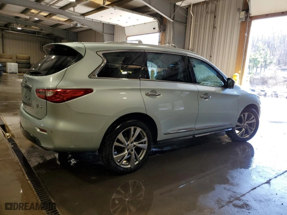 2013 Infiniti JX35 with VIN 5N1AL0MM7DC324751, listed as a Copart auction lot 49355575 with 161,336 mi miles and Salvage Title. Bid and sale history available at carsss.com. Image 3.