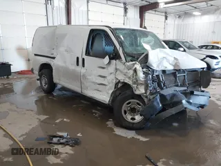 2020 Chevrolet Express Cargo Van with VIN 1GCWGAFGXL1252823, listed as a IAAI auction lot 41536004 with 1 mi miles. Bid and sale history available at carsss.com. Image 1.