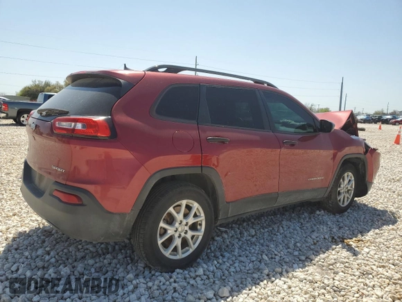 2016 Jeep Cherokee Sport with VIN 1C4PJMAB1GW238918, listed as a Copart auction lot 50257085 with 0 mi miles and Salvage Title. Bid and sale history available at carsss.com. Image 3.