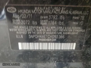 2012 Hyundai Elantra GLS with VIN 5NPDH4AE1CH092366, listed as a Copart auction lot 47722175 with 146,557 mi miles and Salvage Title. Bid and sale history available at carsss.com. Image 13.