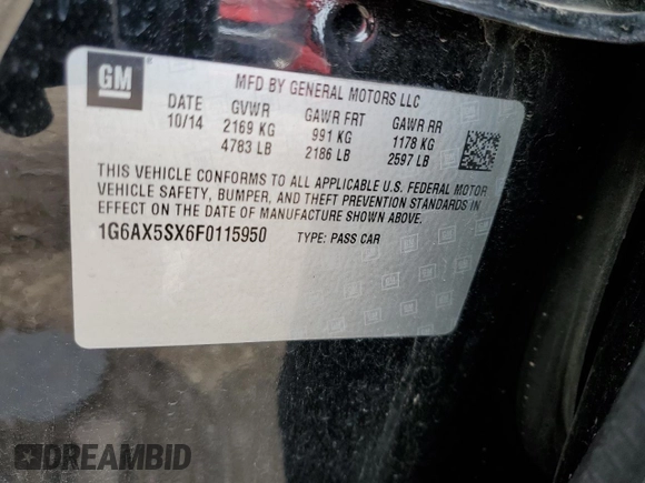 2015 Cadillac CTS Luxury AWD with VIN 1G6AX5SX6F0115950, listed as a Copart auction lot 54502195 with 118,256 mi miles and Salvage title. Bid and sale history available at DreamBid. Image 12.