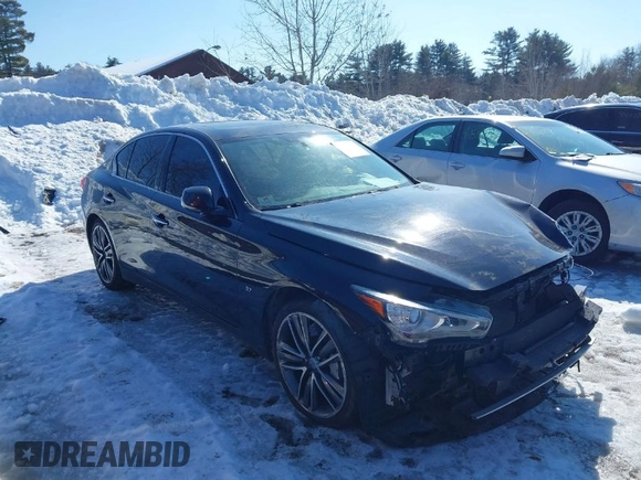 2015 Infiniti Q50 with VIN JN1BV7AR5FM390226, listed as a IAAI auction lot 41588250 with 121,928 mi miles. Bid and sale history available at carsss.com. Image 1.