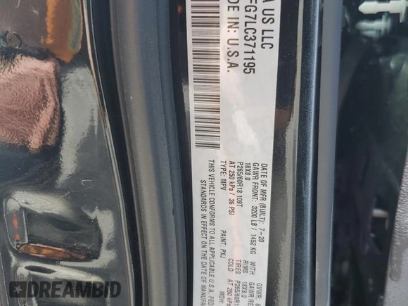 2020 Dodge Durango Pursuit with VIN 1C4RDJFG7LC371195, listed as a Copart auction lot 56311125 with 67,619 mi miles and Salvage title. Bid and sale history available at DreamBid. Image 13.