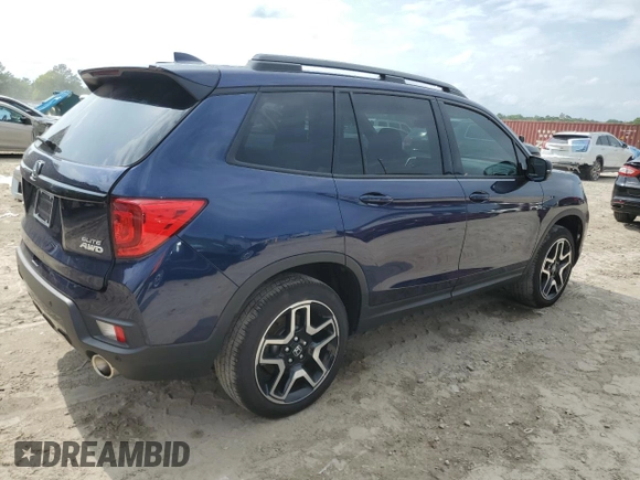 2023 Honda Passport Elite with VIN 5FNYF8H07PB036929, listed as a Copart auction lot 55981185 with 27,523 mi miles and Salvage title. Bid and sale history available at DreamBid. Image 3.