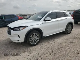 2023 Infiniti QX50 Luxe z VIN 3PCAJ5BA3PF114574, wystawiony jako Copart lot #55118255 z przebiegiem 25 803 mil mil oraz Szkoda całkowita • Salvage title. Historia ofert i sprzedaży dostępna na DreamBid. Obrazek 1.