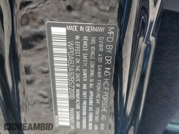 2011 Porsche 911 Carrera S with VIN WP0AB2A92BS720110, listed as a Copart auction lot 79316894 with Not Provided miles and Salvage Title. Bid and sale history available at DreamBid. Image 14.