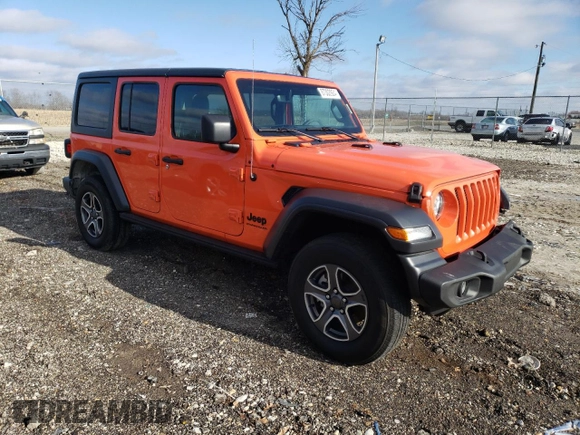 2023 Jeep Wrangler Sport with VIN 1C4HJXDG8PW687459, listed as a Copart auction lot 87302924 with 16,637 mi miles and Salvage Title. Bid and sale history available at DreamBid. Image 4.
