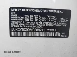 2021 BMW X6 xDrive40i z VIN 5UXCY6C00M9F88215, wystawiony jako IAAI lot #41646498 z przebiegiem 43 587 mil mil oraz . Historia ofert i sprzedaży dostępna na DreamBid. Obrazek 9.