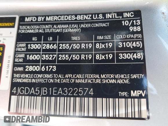 2014 Mercedes-Benz M 350 z VIN 4JGDA5JB1EA322574, wystawiony jako IAAI lot #42295699 z przebiegiem 207 959 mil mil oraz . Historia ofert i sprzedaży dostępna na DreamBid. Obrazek 9.