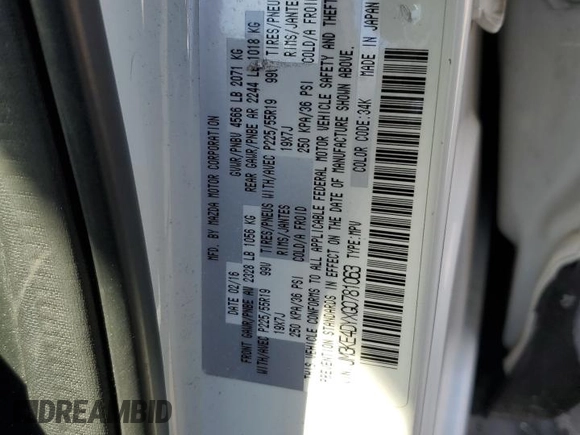 2016 Mazda CX-5 Grand Touring with VIN JM3KE4DYXG0781063, listed as a Copart auction lot 47099825 with 0 mi miles and Salvage Title. Bid and sale history available at carsss.com. Image 14.