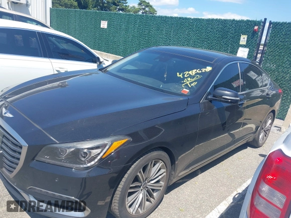 2019 Genesis G80 3.8L with VIN KMHGN4JE6KU296277, listed as a IAAI auction lot 42826288 with 57,471 mi miles and . Bid and sale history available at DreamBid. Image 14.