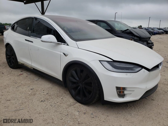 2017 Tesla Model X 90D with VIN 5YJXCBE2XHF049084, listed as a Copart auction lot 48537783 with 54987 miles. Bid and sale history available at carsss.com. Image 4.
