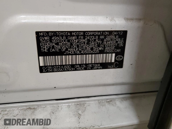 2013 Lexus GS 350 with VIN JTHCE1BL4D5006225, listed as a Copart auction lot 76874804 with 113,491 mi miles and Salvage Title. Bid and sale history available at carsss.com. Image 12.