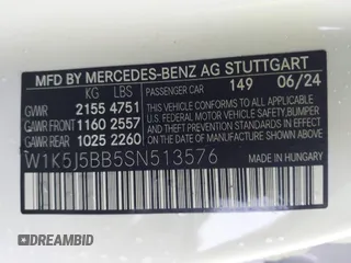 2025 Mercedes-Benz CLA 35 AMG with VIN W1K5J5BB5SN513576, listed as a IAAI auction lot 41036723 with Not Provided miles and . Bid and sale history available at DreamBid. Image 9.