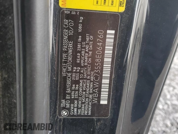 2008 BMW 3 Series 335xi with VIN WBAWC73558E064760, listed as a Copart auction lot 79852214 with Not Provided miles and Salvage Title. Bid and sale history available at carsss.com. Image 13.