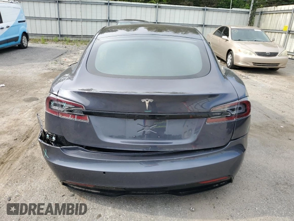 2022 Tesla Model S with VIN 5YJSA1E5XNF471212, listed as a Copart auction lot 57384025 with Not provided miles and Salvage title. Bid and sale history available at DreamBid. Image 6.