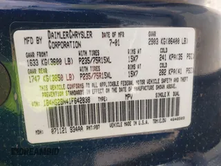 2001 Dodge Durango with VIN 1B4HS28N41F642838, listed as a IAAI auction lot 41910600 with 226,615 mi miles and . Bid and sale history available at DreamBid. Image 9.