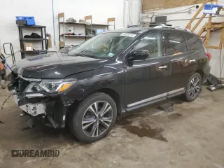 2019 Nissan Pathfinder Platinum with VIN 5N1DR2MM9KC651348, listed as a Copart auction lot 54823275 with 71,348 mi miles and Salvage title. Bid and sale history available at DreamBid. Image 1.
