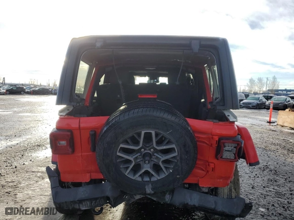 2024 Jeep Wrangler Sahara with VIN 1C4PJXEG2RW239036, listed as a Copart auction lot 46601805 with 29,430 mi miles and Salvage Title. Bid and sale history available at carsss.com. Image 6.