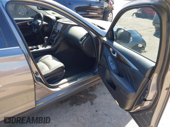 2015 Infiniti Q50 Premium with VIN JN1BV7AP3FM343677, listed as a IAAI auction lot 41811842 with 110,486 mi miles. Bid and sale history available at carsss.com. Image 5.