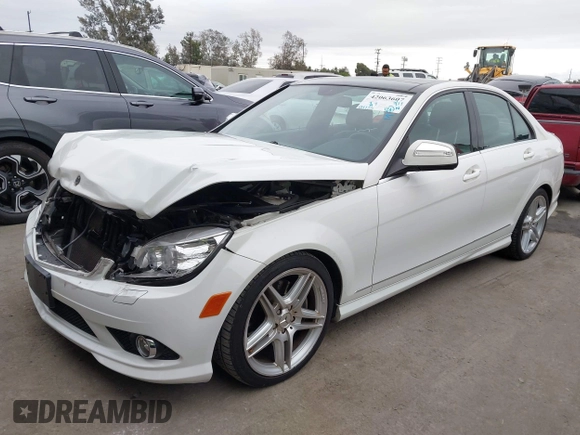 2009 Mercedes-Benz C-Class 3.5L Sport with VIN WDDGF56X89R063778, listed as a IAAI auction lot 42063607 with 107,733 mi miles. Bid and sale history available at carsss.com. Image 2.