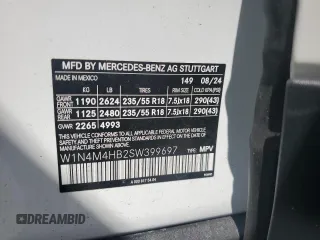 2025 Mercedes-Benz GLB 250 z VIN W1N4M4HB2SW399697, wystawiony jako Copart lot #56718975 z przebiegiem 5884 mil mil oraz Tytuł czysty. Historia ofert i sprzedaży dostępna na DreamBid. Obrazek 13.