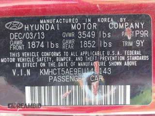 2014 Hyundai Accent GS with VIN KMHCT5AE9EU149143, listed as a IAAI auction lot 42365722 with 130,910 mi miles and . Bid and sale history available at DreamBid. Image 9.