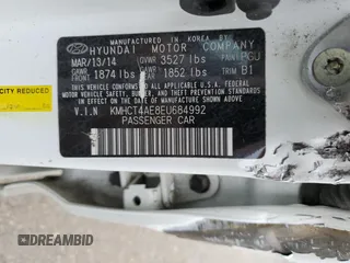 2014 Hyundai Accent GLS with VIN KMHCT4AE8EU684992, listed as a Copart auction lot 41794524 with 86,089 mi miles and Salvage Title. Bid and sale history available at carsss.com. Image 12.