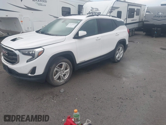 2018 GMC Terrain SLE with VIN 3GKALMEX2JL130735, listed as a IAAI auction lot 35474834 with 73,805 mi miles and . Bid and sale history available at carsss.com. Image 2.