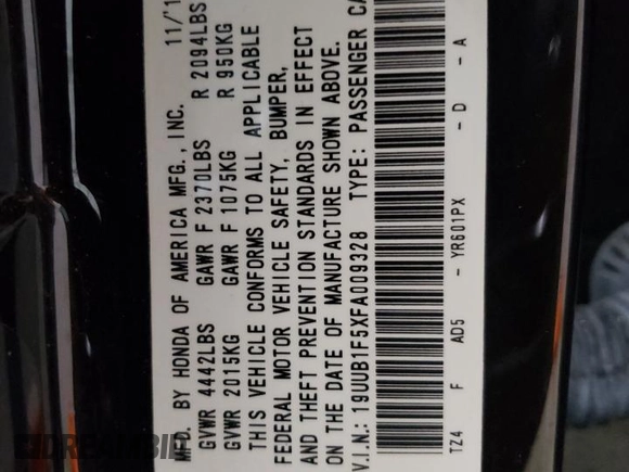 2015 Acura TLX Technology with VIN 19UUB1F5XFA009328, listed as a Copart auction lot 49670035 with Not Provided miles and Clean Title. Bid and sale history available at DreamBid. Image 12.