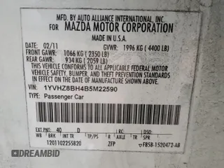 2011 Mazda Mazda6 i Sport with VIN 1YVHZ8BH4B5M22590, listed as a Copart auction lot 86483174 with 176,185 mi miles and Salvage Title. Bid and sale history available at carsss.com. Image 12.