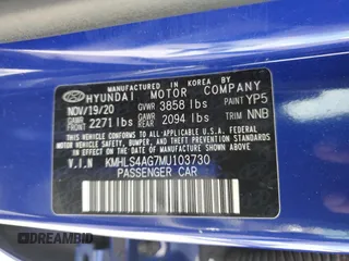 2021 Hyundai Elantra SEL with VIN KMHLS4AG7MU103730, listed as a Copart auction lot 47742565 with 45,030 mi miles and Salvage Title. Bid and sale history available at carsss.com. Image 12.