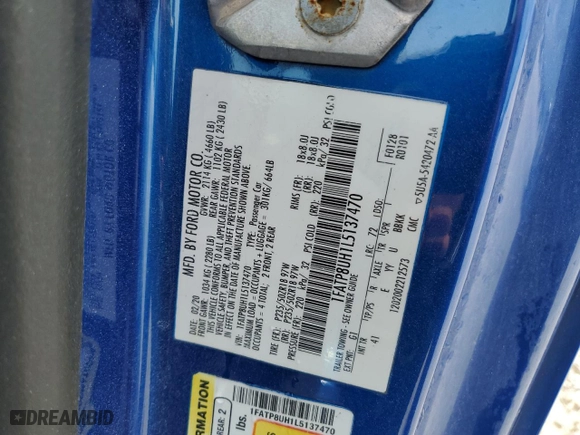 2020 Ford Mustang EcoBoost with VIN 1FATP8UH1L5137470, listed as a Copart auction lot 50548185 with 78,865 mi miles and Salvage Title. Bid and sale history available at carsss.com. Image 15.