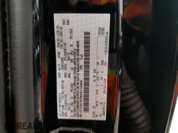 2017 Ford F-150 XL с VIN 1FTEW1EP6HFC12409, выставлен на аукционе Copart как лот 61411345 с пробегом 114 444 миль миль и Чистый • Clean title. История ставок и продаж доступна на DreamBid. Изображение 12.