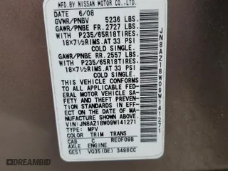 2009 Nissan Murano LE with VIN JN8AZ18W09W141271, listed as a Copart auction lot 70055714 with 208,271 mi miles and Salvage Title. Bid and sale history available at carsss.com. Image 13.