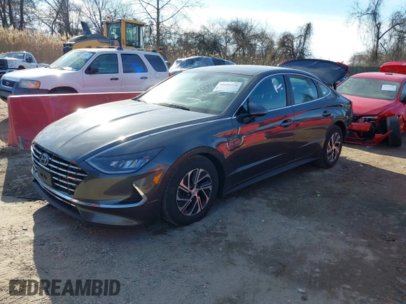 2020 Hyundai Sonata Hybrid Blue with VIN KMHL24JJ2LA016152, listed as a IAAI auction lot 41655476 with 168,982 mi miles. Bid and sale history available at carsss.com. Image 18.