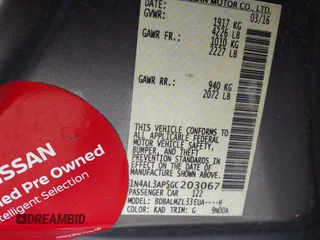 2016 Nissan Altima 2.5 S with VIN 1N4AL3AP5GC203067, listed as a IAAI auction lot 41774952 with 97,678 mi miles. Bid and sale history available at carsss.com. Image 9.