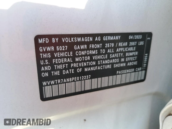 2023 Volkswagen Arteon SEL Premium R-Line z VIN WVWTR7AN8PE012237, wystawiony jako Copart lot #75342244 z przebiegiem 20 932 mil mil oraz Szkoda całkowita • Salvage title. Historia ofert i sprzedaży dostępna na DreamBid. Obrazek 15.