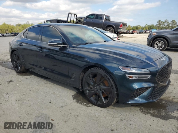 2022 Genesis G70 3.3T with VIN KMTG54TE9NU084593, listed as a Copart auction lot 80367864 with 27,100 mi miles and Salvage Title. Bid and sale history available at DreamBid. Image 4.