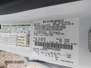 2020 Ford Fusion Titanium with VIN 3FA6P0D94LR133269, listed as a IAAI auction lot 42607013 with 89,406 mi miles and . Bid and sale history available at DreamBid. Image 9.