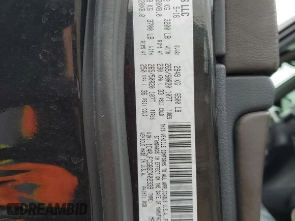 2016 Jeep Grand Cherokee Overland with VIN 1C4RJFCG8GC402339, listed as a Copart auction lot 47553385 with 121,486 mi miles and Salvage title. Bid and sale history available at DreamBid. Image 13.