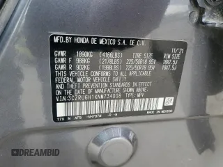 2022 Honda HR-V Sport with VIN 3CZRU6H1XNM734008, listed as a Copart auction lot 50992365 with 143,569 mi miles and Salvage Title. Bid and sale history available at carsss.com. Image 14.