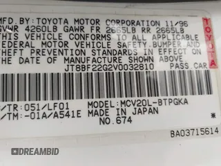 1997 Lexus ES 300 с VIN JT8BF22G2V0032810, выставлен на аукционе IAAI как лот 42130566 с пробегом 386 193 миль миль и . История ставок и продаж доступна на DreamBid. Изображение 9.
