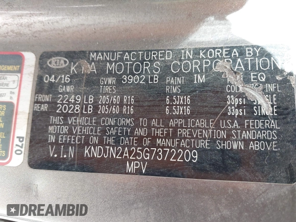 2016 Kia Soul z VIN KNDJN2A25G7372209, wystawiony jako IAAI lot #42245498 z przebiegiem 147 618 mil mil oraz . Historia ofert i sprzedaży dostępna na DreamBid. Obrazek 9.