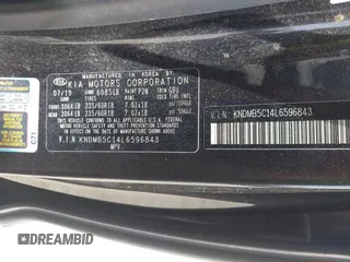 2020 Kia Sedona EX with VIN KNDMB5C14L6596843, listed as a IAAI auction lot 42074858 with 82,294 mi miles. Bid and sale history available at carsss.com. Image 9.
