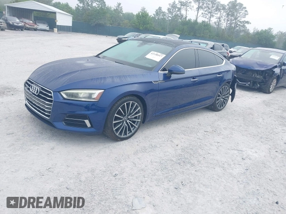 2018 Audi A5 Sportback Premium Plus with VIN WAUBNCF51JA010348, listed as a IAAI auction lot 42158517 with 78,731 mi miles and . Bid and sale history available at DreamBid. Image 2.