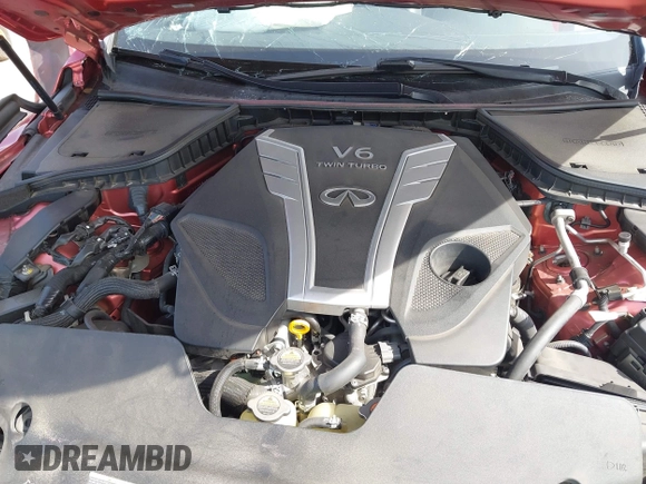 2018 Infiniti Q50 Red Sport 400 with VIN JN1FV7AP2JM460824, listed as a IAAI auction lot 42077854 with 91,062 mi miles and . Bid and sale history available at DreamBid. Image 10.
