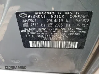 2022 Hyundai Sonata Hybrid Blue with VIN KMHL24JJ2NA037604, listed as a Copart auction lot 41190964 with 16,490 mi miles and Salvage Title. Bid and sale history available at carsss.com. Image 13.