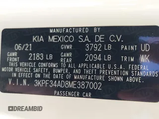 2021 Kia Forte GT-Line с VIN 3KPF34AD8ME387002, выставлен на аукционе IAAI как лот 41348684 с пробегом 60 942 миль миль и . История ставок и продаж доступна на DreamBid. Изображение 9.