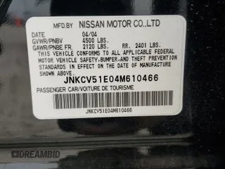 2004 Infiniti G35 w/Leather with VIN JNKCV51E04M610466, listed as a Copart auction lot 54974155 with 160,364 mi miles and Clean Title. Bid and sale history available at DreamBid. Image 12.